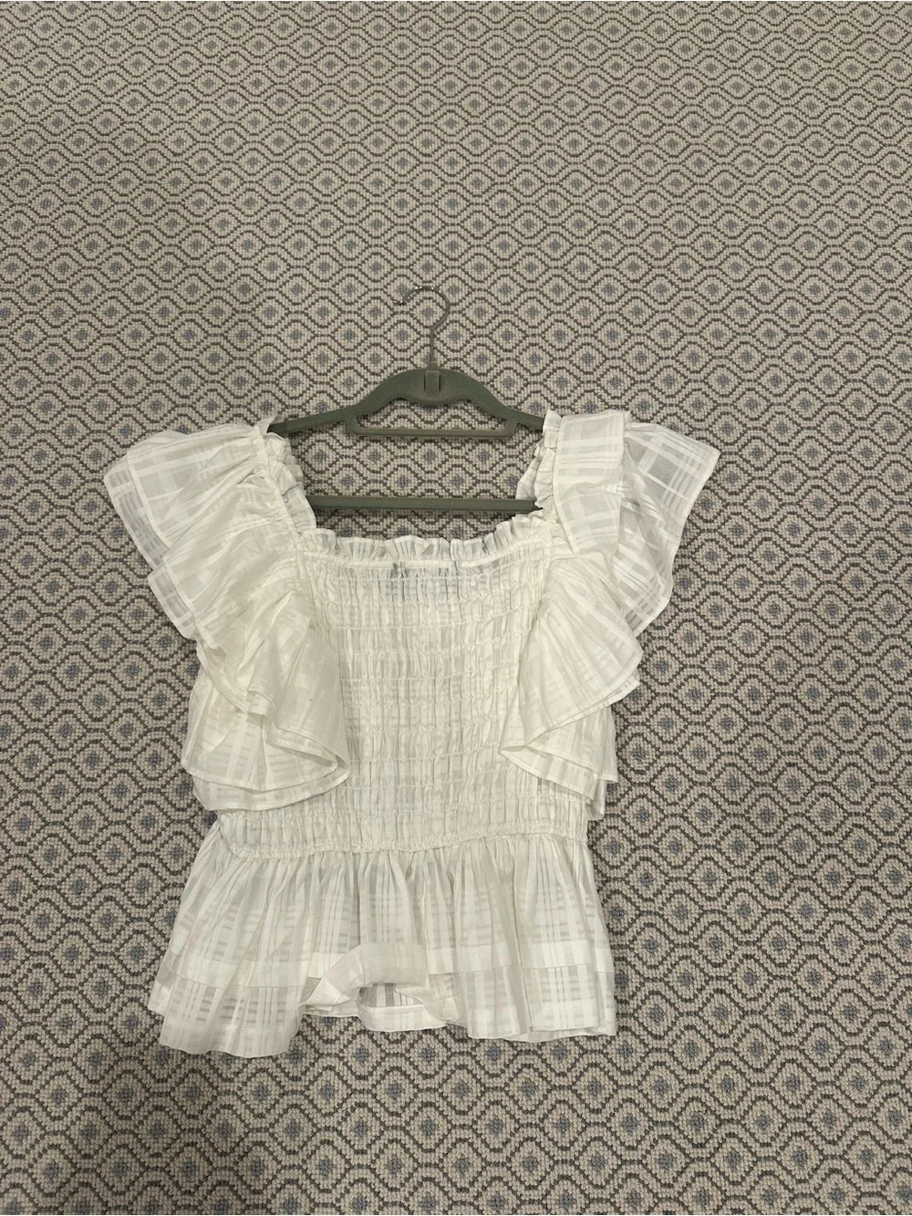 Women's JCrew White Ruffled Top